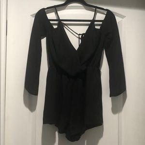 Black Cold Shoulder Romper - Small